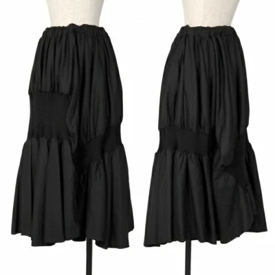 NOIR KEI NINOMIYA WOOL RIB SWITCHING GATHERED SKIRT BLACK  used2505SM — 第 1/4 张图片