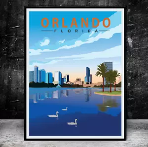 Orlando Reisedruck Orlando Florida Skyline, Wandbilddruck, Reiseposter - Bild 1 von 8