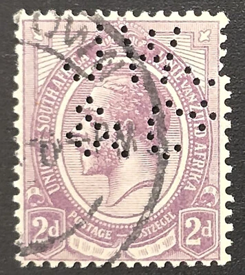 Sudáfrica - 1913-1924 Scott #20 KGV - PERFIN - Sello Foto 1 de 3