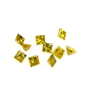 0.53 Ct [10 Pcs Lot] Remarkable Square 2 MM 100% Natural Canary Yellow Diamond ! - Picture 1 of 5