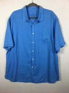 M&S Blue Harbour 100% Linen Shirt Short Sleeve Made In India XL Pit To Pit - Picture 1 of 14