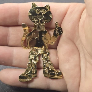 Broche Pin Antropomórfico Gatito Gato Pulgares Arriba Tono Dorado Piernas Mover NI 2.5"x1.5" - Imagen 1 de 10