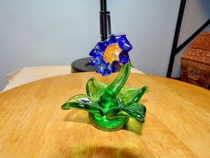 Rare Miniature Hand Made Glass Flower Czech Republic Sticker 3 1/2" - Picture 1 of 4
