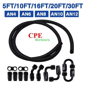 4AN 6AN 8AN 10AN 12AN 5-30FT CPE Braided Nylon Fuel Line Hose End Fittings Kit - Picture 1 of 11