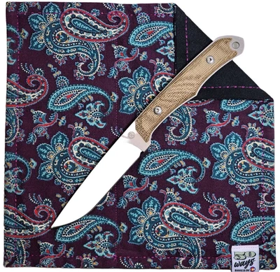 50 WAYS POCKET POCKET HANK Everyday Carry EDC Handkerchief Black Chery Paisley - Image 1 of 3