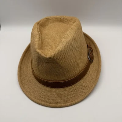 Sombrero Fedora de Paja 100% Para Hombre Simplicity S/M Hebilla Cuero Elegante Marrón Foto 1 de 4