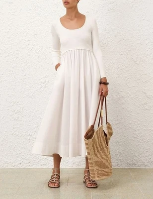 Vestido midi Zimmermann Nueva Jersey y Popelina $995 talla 0 (XS) EE. UU. Foto 1 de 4