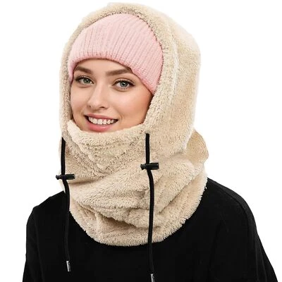 LYZLQLUCY Gorro De Invierno Beige Para Mujer Hombre El Frio Pasamontaña Con Capucha Oferta