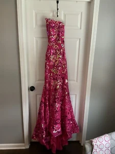 jovani dress size 0, Pink One Shoulder Prom Dress HOCO Floral Design - Picture 1 of 10