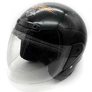 Harley Davidson Motorcycle Helmet JET DOT Black Gloss Full Face Bike Size L - Picture 1 of 21