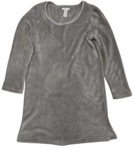 Nautica Womens L Gray Long Sleeve V-Neck Sleep Shirt Faux Fur Nightgown WARM! - Picture 1 of 2