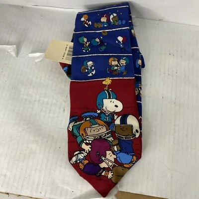 Corbata de fútbol roja vintage Snoopy Peanuts para hombre nueva con etiqueta Foto 1 de 4