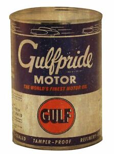 GULFPRIDE MOTOR WORLD'S FINEST GULF 23" HEAVY DUTY USA MADE METAL OIL ADV SIGN