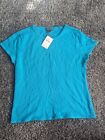 Nwt Premise Cashemere Shirt Womens Size Large Top Blue Peacock Short Sleeve