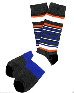 Men's Striped Socks Goldstar Casual Cotton Blend Orange Blue White Gray Footwear - Picture 1 of 2