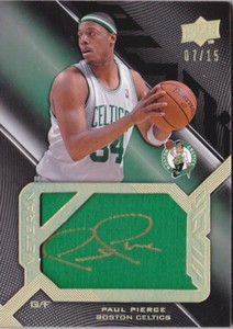 2008 UD Black Paul Pierce /15 Auto Jersey Pieces GOLD Veteran Boston Celtics