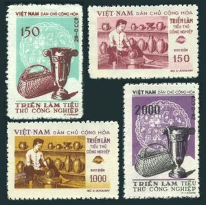 Viet Nam 72-75,MNH.Michel 75-76. Arts and Craft Fair,Hanoi,1958.Basket,lace,cup. - Picture 1 of 1