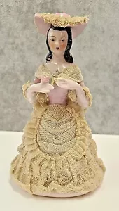 Vintage Porcelain Lace Dress Figurine Lady Flowers Garden Tea Party - Picture 1 of 6