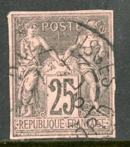 France 1879 Colonies General Issues 25¢ Imperf Type 2 Scott #44 VFU L20 - Picture 1 of 2