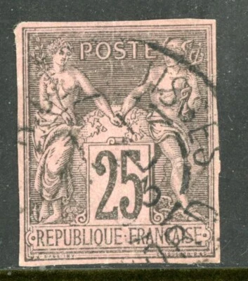 France 1879 Colonies General Issues 25¢ Imperf Type 2 Scott #44 VFU L20 - Image 1 of 2