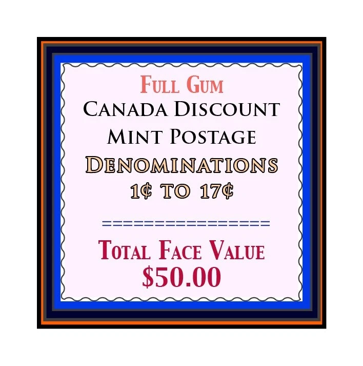 CANADA DISCOUNT MINT POSTAGE between 1c and 17c, Total Face Value $50 - Image 1 of 1