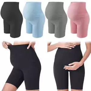Women Maternity Belly Support Biker Shorts Athletic Stretch Yoga Short Size S-XL - Picture 1 of 16
