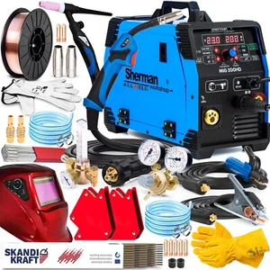 Sherman MIG 200HD - Welding Machine MAG TIG MMA Soldering Welding Fill Wire Protective Gas 4T - Picture 1 of 12