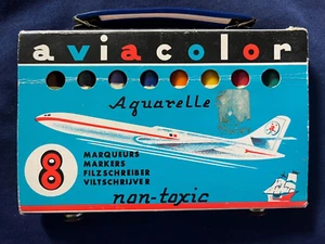 Vintage 60er Jahre Japan Aviacolor Aquarell 8 Farben Marker Set - Bild 1 von 13