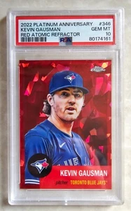 2022 Topps Chrome Plat #346 Kevin Gausman /100 Red Atomic Refractor PSA 10 Pop 1 - Picture 1 of 4