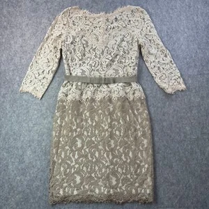 Vestido Vaina Tadashi Shoji Para Mujer 8P Taupe y Beige Encaje Nuevo con Etiquetas - Imagen 1 de 8