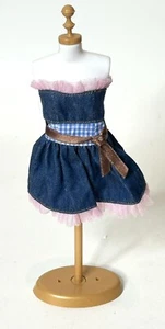 VESTIDO VAQUERO BARBIE Clon ENCAJE ROSA Con Guinga Azul Y Cinturón Cinta Marrón - Imagen 1 de 3