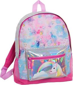 Girls Emoji Unicorn Backpack Large Bag Kids School Bag Pink Unicorn Rucksack
