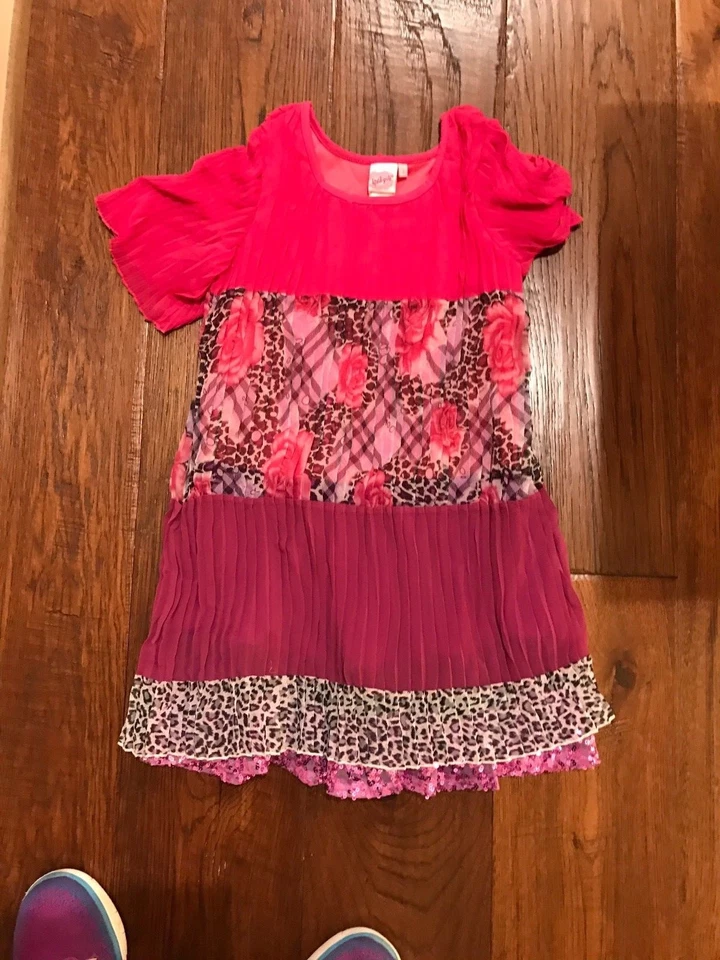 NUEVO Vestido Boutique Lipstik Niñas Rosa Estampado Floral y Animal en Niñas Talla 8 Foto 1 de 1