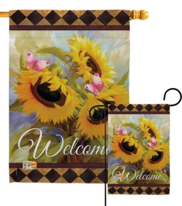 Welcome Sunflower Spring Garden Flag Floral Decorative Gift Yard House Banner - Picture 1 of 13