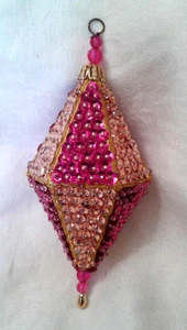 Vintage Handmade Sequin Hanging Diamond Christmas Ornament - Picture 1 of 6