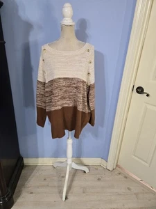 Suéter BloomChic Mujer Colorblock US 10 Marrón Beige Rayas Tejido Pullover... - Imagen 1 de 7