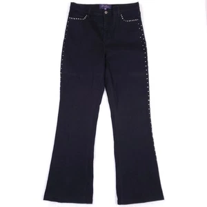 NYDJ Black Flare Jeans Size 12 Studded Pockets Made In USA Glam Western VTG - Picture 1 of 11