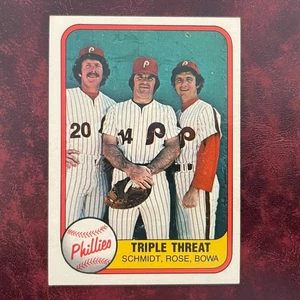 1981 Fleer Set SCHMIDT ROSE BOWA TRIPLE THREAT NO # ERROR #645a PHILLIES *MINT* - Bild 1 von 2