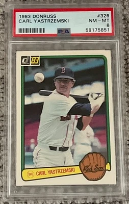 Donruss Carl Yastrzemski 1983 PSA 8 casi nuevo-como nuevo #326 Boston Red Sox Salón de la fama Foto 1 de 3