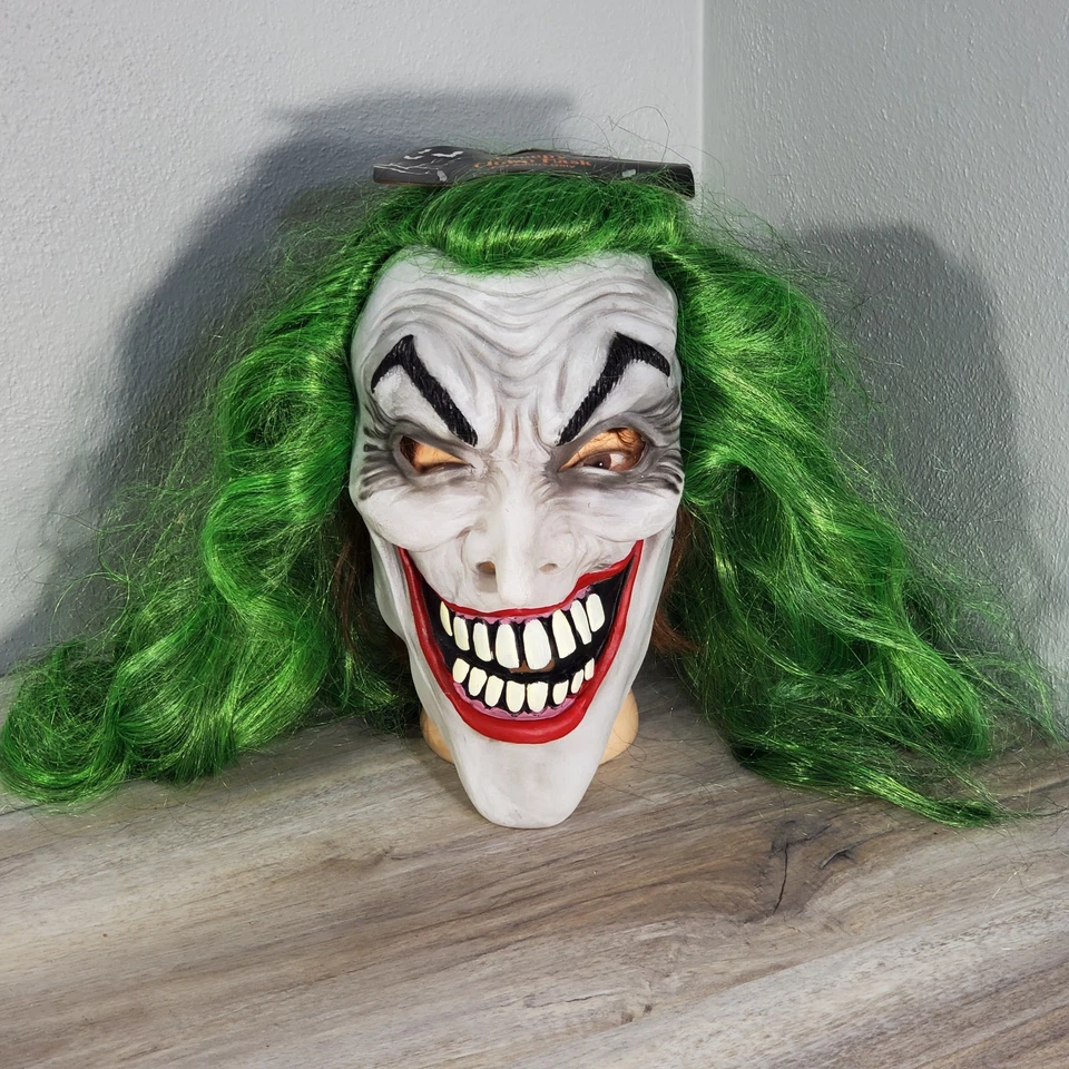 The Joker Halloween Scare Prank Mask & Wig Costume Accessory Mens Adult  - Image 1 of 4