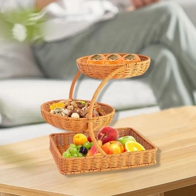 Geflochtener, Mehrstöckiger Obstkorb Für Die Küchentheke – Vielseitig - Image 1 of 4