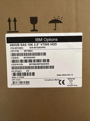 IBM Options 450GB SAS 10K 2.5” V7000 HDD ***OPENED BOX FOR PICTURES-NEW*** - Image 1 of 4