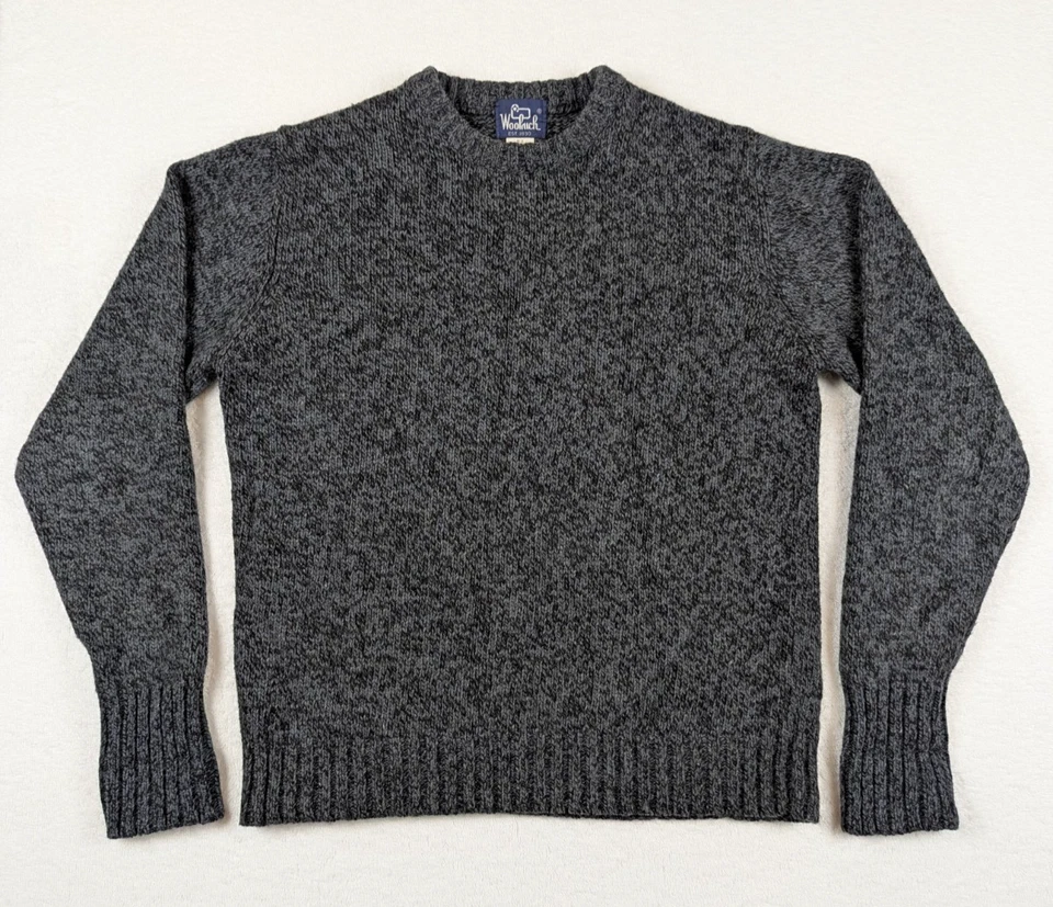 Vintage Woolrich Sweater Mens M Gray Wool Knit Crewneck Long Sleeve Pullover 90s - Image 1 of 4