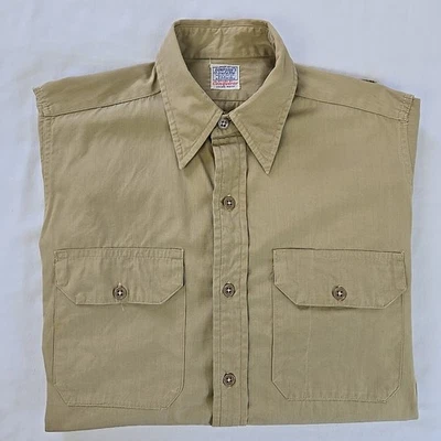 Camisa de Trabajo De Colección Años 50 60 Simpsons Soulette Algodón Sanforizado Popelina Caqui Para Hombres S Foto 1 de 4