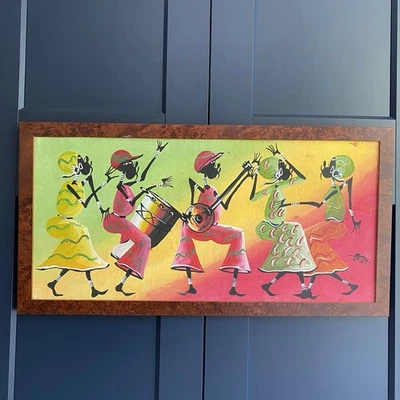 Signed African Art Traditional 1970s Canvas Batik interior design - Image 1 of 4