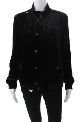 Chaqueta Drew para mujer manga larga abotonada cuello alto negra talla S Foto 1 de 4