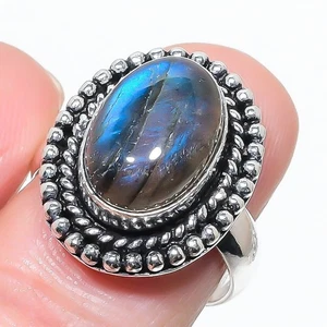 Labradorite Gemstone Handmade 925 Sterling Silver All Size Ring For Gift - Picture 1 of 1