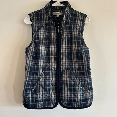 Croft And Barrow Woman Paid Zip Front 2 Pocket Mock Neck Sleeveless Vest SIZE S - Image 1 of 4