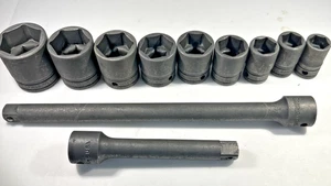 Snap-On GTW 1/2 pulg. Juego de enchufes cortos Drive con extensiones 11 piezas. -HECHO EN EE. UU. GENIAL - Imagen 1 de 11