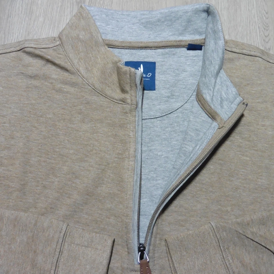 JOHNNIE-O 男式 L 大号 SOLLY PULLOVER CEDAR 1/4 拉链高尔夫运动衫针织衫 — 第 1/4 张图片